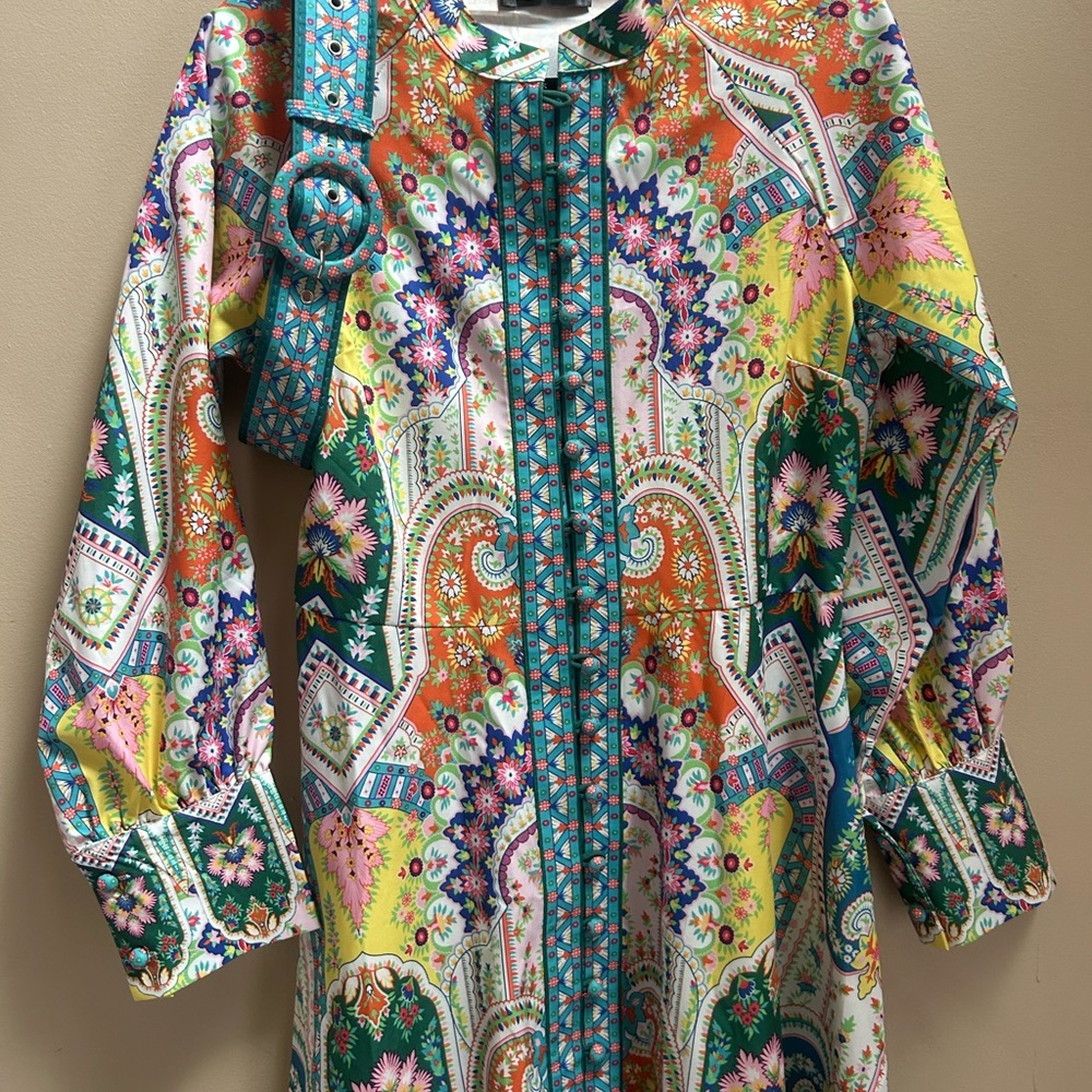 Camellia Vibrant Multicolor Patterned Dress